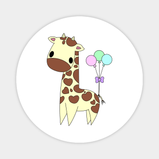 Baby Giraffe with Balloons Magnet